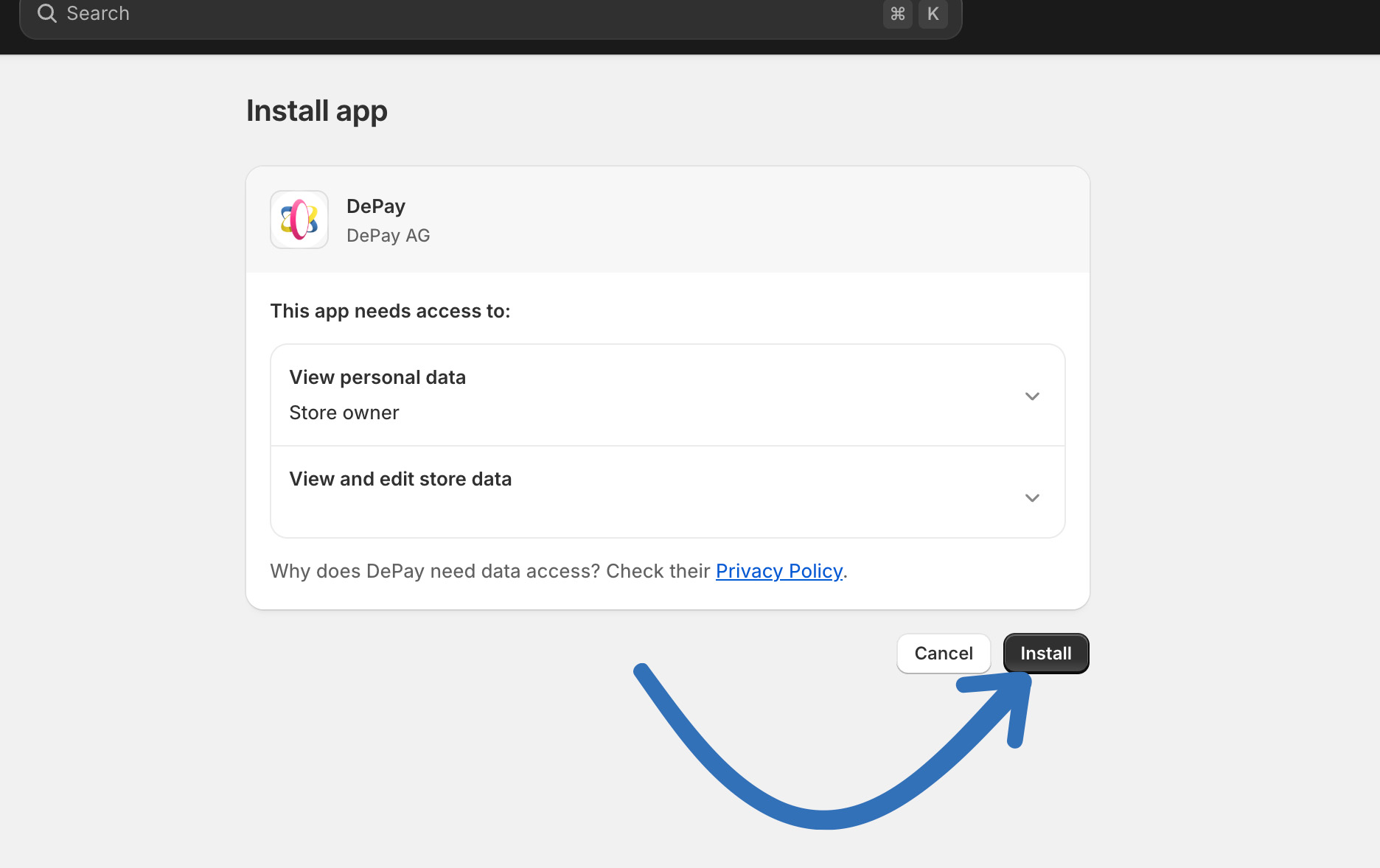 Install DePay Shopify Payment Gateway