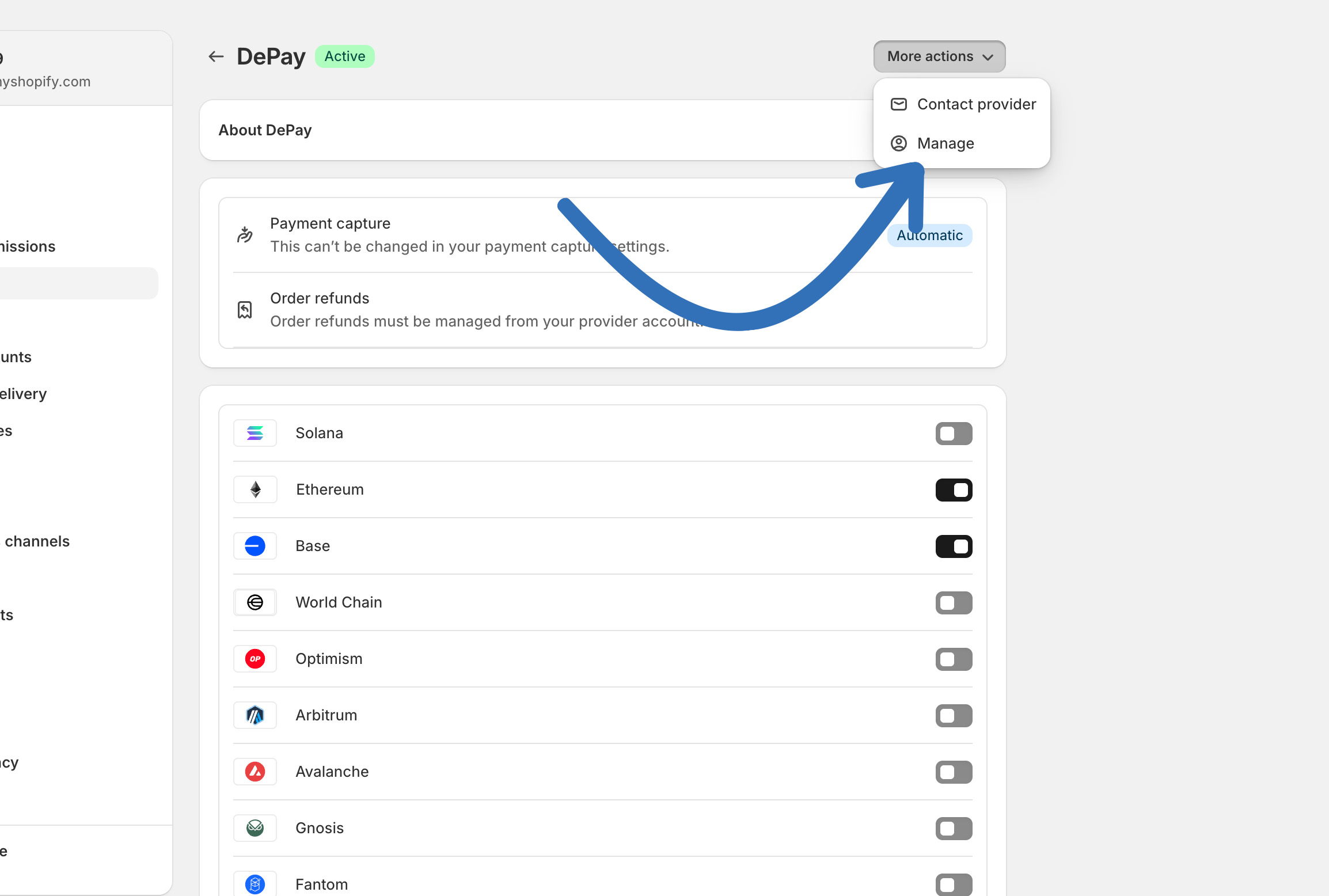 DePay Shopify Settings