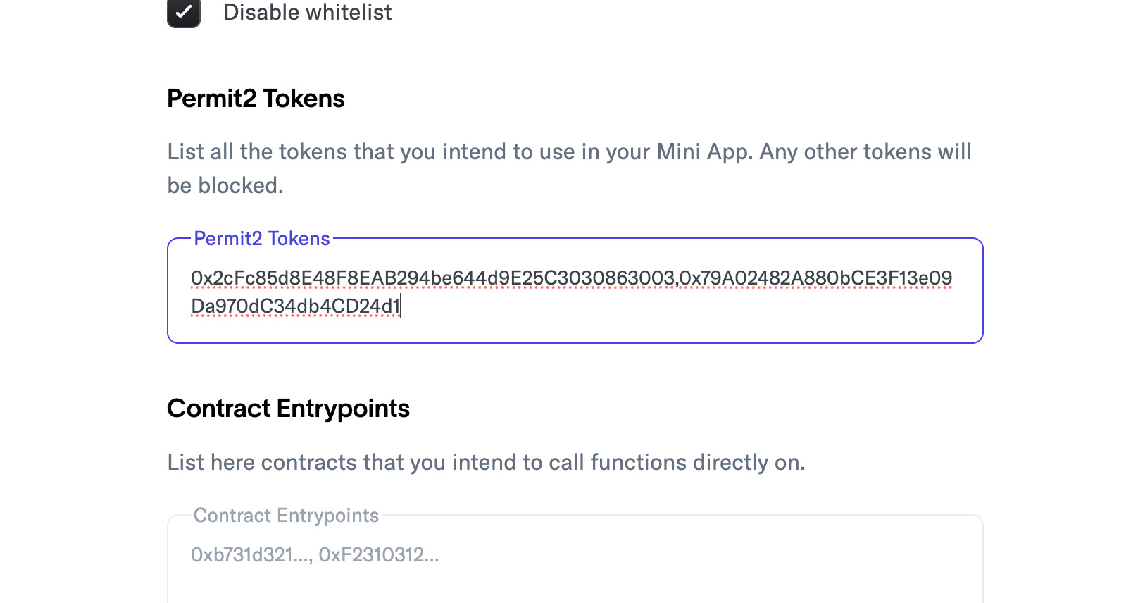 Permitted Tokens